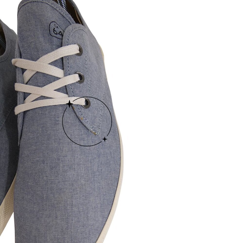 SeaVees Vegan Cotton Chambray Sneakers Coastal Minimalist Eco Retro Size 13 Blue - Picture 11 of 14